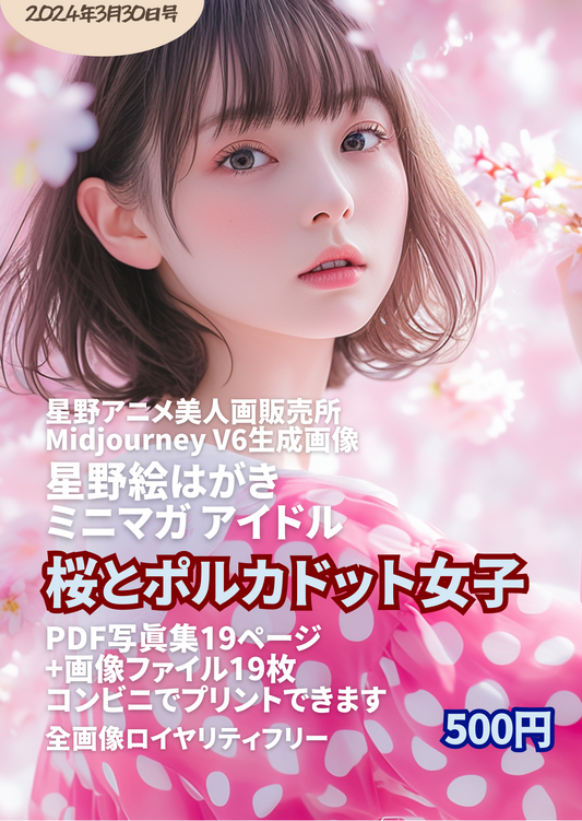 星野絵はがきミニマガ アイドル 2024年3月30日号 桜とポルカドット女子 - セットの画像19枚はコンビニでプリントできます 500円
