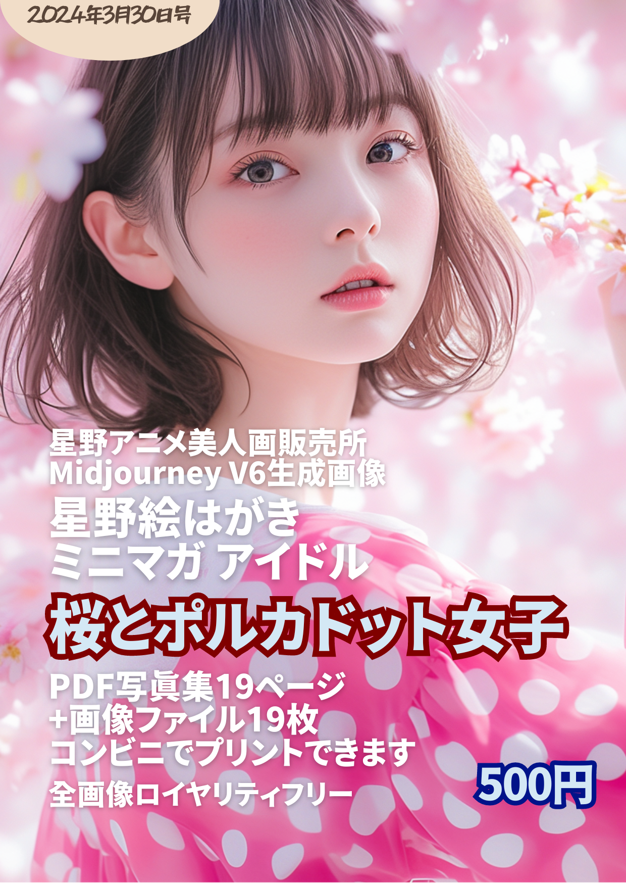 星野絵はがきミニマガ アイドル 2024年3月30日号 桜とポルカドット女子 - セットの画像19枚はコンビニでプリントできます 500円